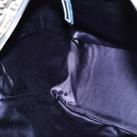 FENDI Zucchino Canvas Hand Bag Navy Silver Auth - Picture 14 of 16